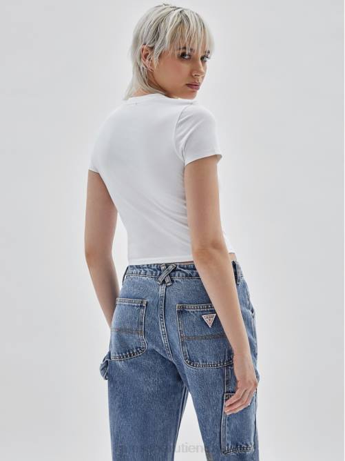 GUESS camiseta para bebé con logo original unisexo 0P8X1291 blanco puro vestir