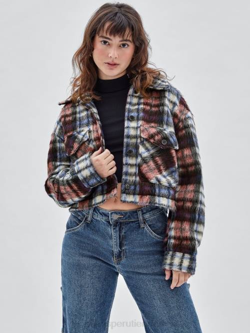 GUESS chaqueta a cuadros originales unisexo 0P8X1851 chile rojo multi vestir