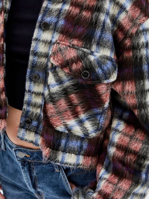 GUESS chaqueta a cuadros originales unisexo 0P8X1851 chile rojo multi vestir