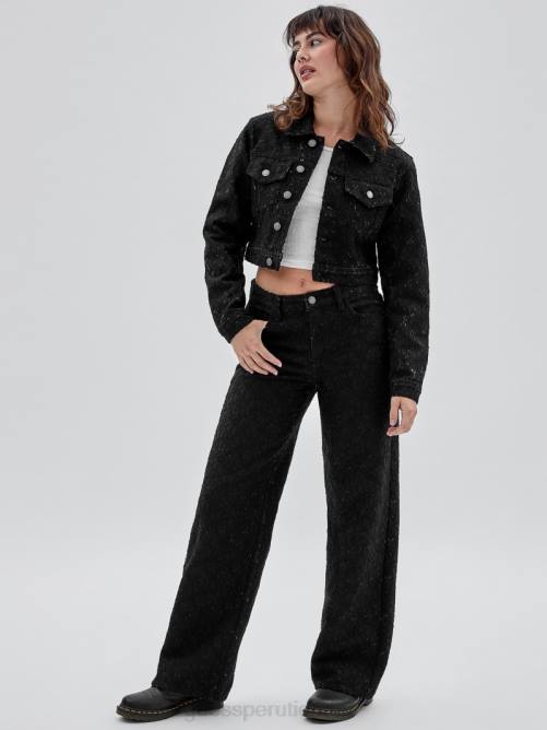 GUESS chaqueta corta de mezclilla con encaje originals unisexo 0P8X1805 negro vestir