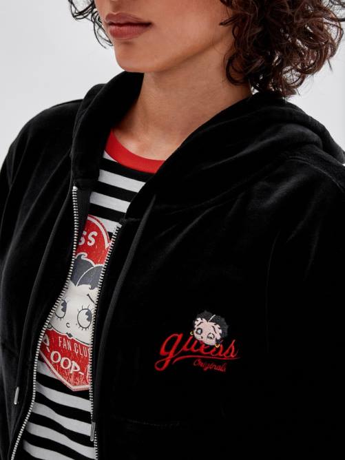 GUESS chaqueta de terciopelo originals x betty boop unisexo 0P8X1836 negro vestir