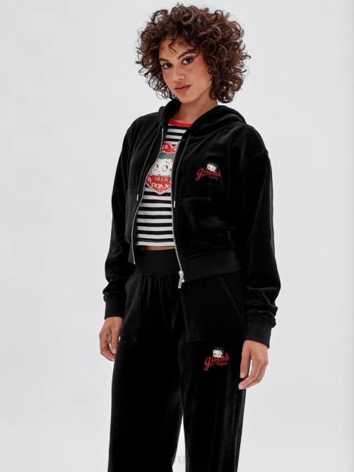 GUESS chaqueta de terciopelo originals x betty boop unisexo 0P8X1836 negro vestir
