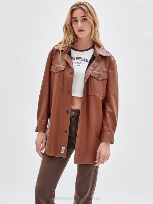 GUESS chaqueta estilo camisa originals de piel sintética unisexo 0P8X1859 caramelo salado multi vestir