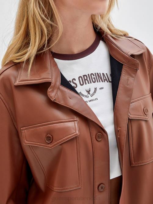 GUESS chaqueta estilo camisa originals de piel sintética unisexo 0P8X1859 caramelo salado multi vestir