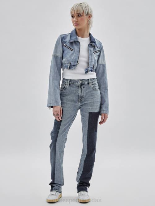 GUESS chaqueta motera de denim reciclado de originals x homeboy unisexo 0P8X1748 lavado medio reciclado mult vestir