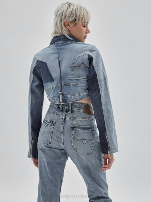 GUESS chaqueta motera de denim reciclado de originals x homeboy unisexo 0P8X1748 lavado medio reciclado mult vestir