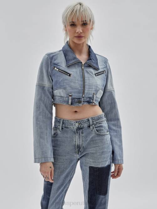 GUESS chaqueta motera de denim reciclado de originals x homeboy unisexo 0P8X1748 lavado medio reciclado mult vestir