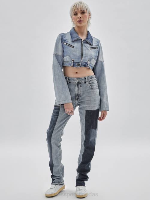 GUESS chaqueta motera de denim reciclado de originals x homeboy unisexo 0P8X1748 lavado medio reciclado mult vestir