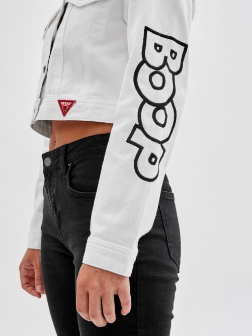 GUESS chaqueta vaquera corta originals x betty boop unisexo 0P8X1837 ir lavado crudo vestir