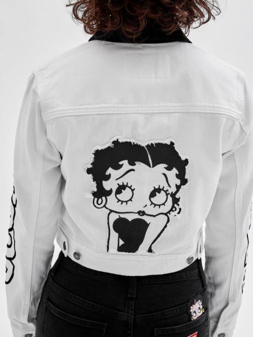 GUESS chaqueta vaquera corta originals x betty boop unisexo 0P8X1837 ir lavado crudo vestir