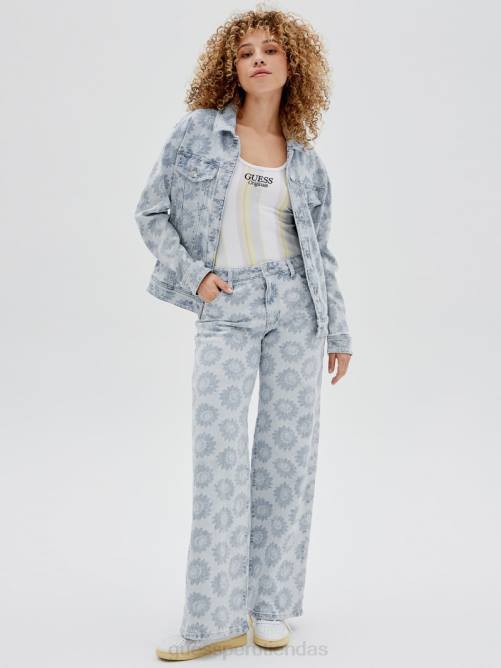 GUESS chaqueta vaquera extragrande con margaritas originales unisexo 0P8X1842 estampado floral vestir