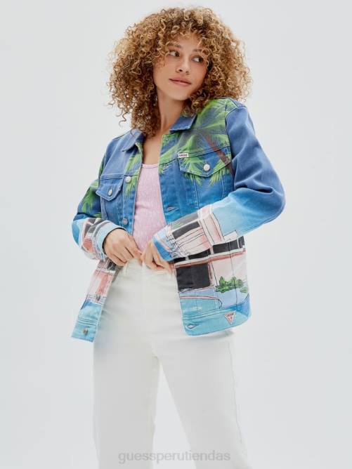 GUESS chaqueta vaquera original sunnyside unisexo 0P8X1812 junto a la piscina de la vendimia vestir