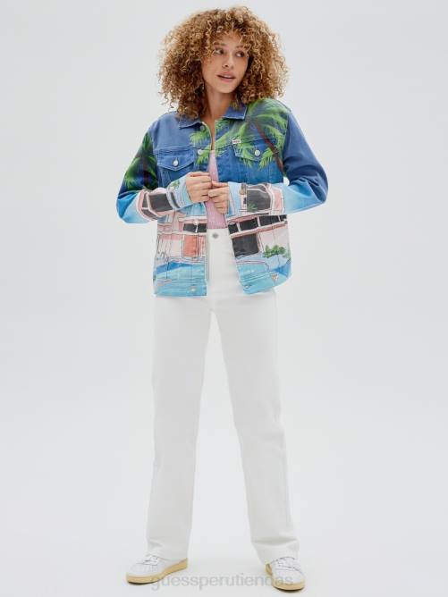 GUESS chaqueta vaquera original sunnyside unisexo 0P8X1812 junto a la piscina de la vendimia vestir