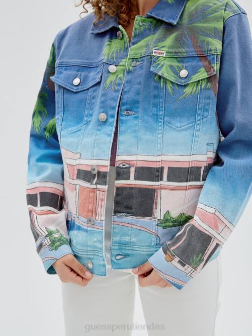 GUESS chaqueta vaquera original sunnyside unisexo 0P8X1812 junto a la piscina de la vendimia vestir