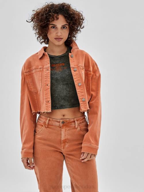 GUESS chaqueta vaquera original unisexo 0P8X1844 naranja real multi vestir