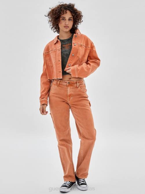 GUESS chaqueta vaquera original unisexo 0P8X1844 naranja real multi vestir
