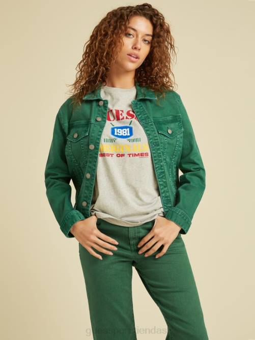 GUESS chaqueta vaquera teñida original unisexo 0P8X1806 ir eterno lavado verde vestir
