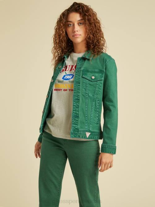 GUESS chaqueta vaquera teñida original unisexo 0P8X1806 ir eterno lavado verde vestir