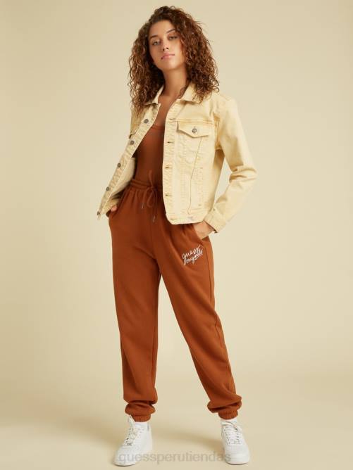 GUESS chaqueta vaquera teñida original unisexo 0P8X1850 Ir lavado bronceado vintage vestir