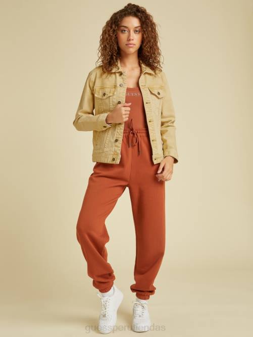 GUESS chaqueta vaquera teñida original unisexo 0P8X1850 Ir lavado bronceado vintage vestir
