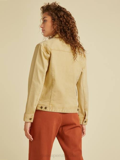 GUESS chaqueta vaquera teñida original unisexo 0P8X1850 Ir lavado bronceado vintage vestir