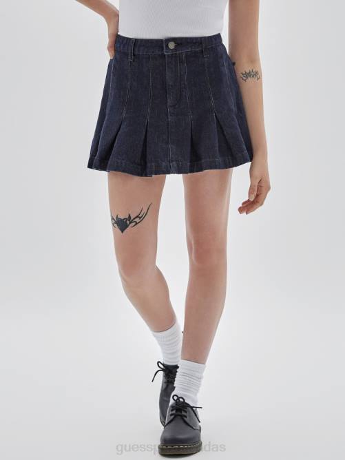 GUESS falda tenis denim originals unisexo 0P8X126 ir lavado oscuro plisado vestir