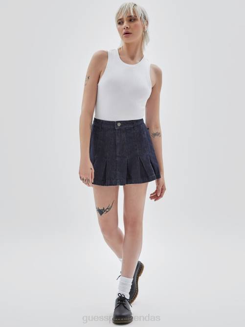 GUESS falda tenis denim originals unisexo 0P8X126 ir lavado oscuro plisado vestir