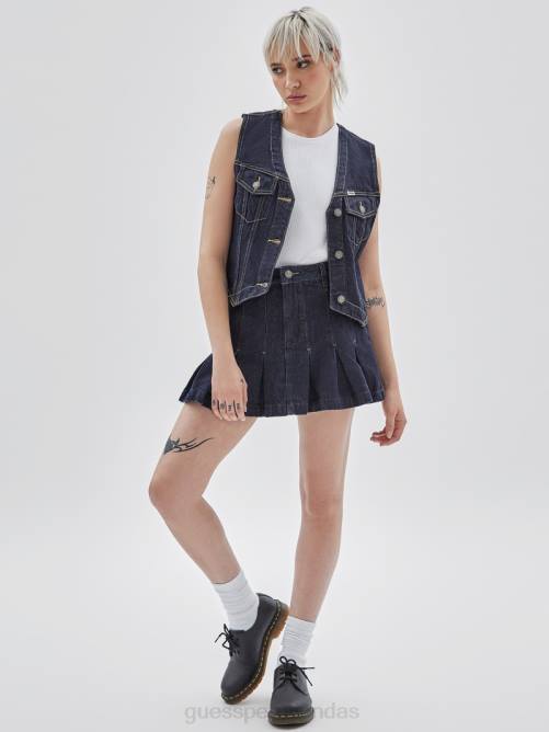 GUESS falda tenis denim originals unisexo 0P8X126 ir lavado oscuro plisado vestir
