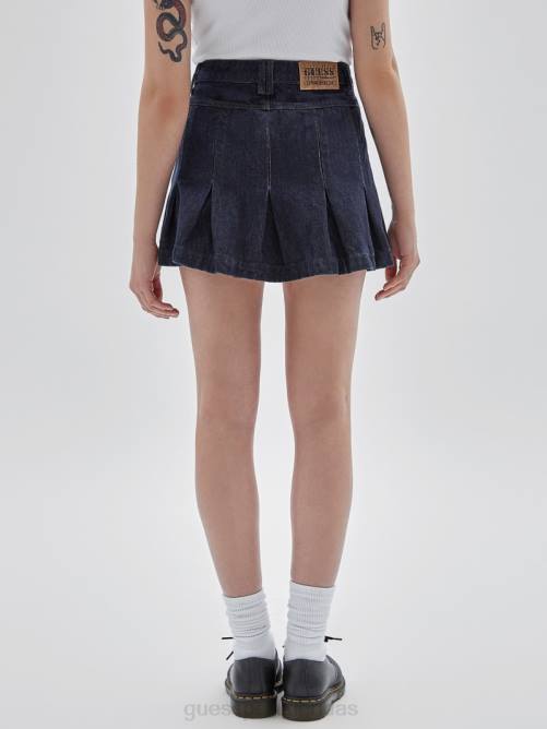 GUESS falda tenis denim originals unisexo 0P8X126 ir lavado oscuro plisado vestir