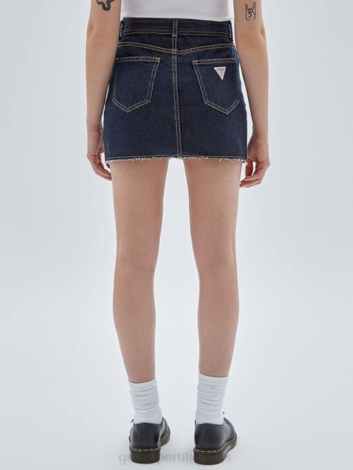 GUESS falda vaquera con cinturón originals unisexo 0P8X136 ir lavado oscuro vintage vestir