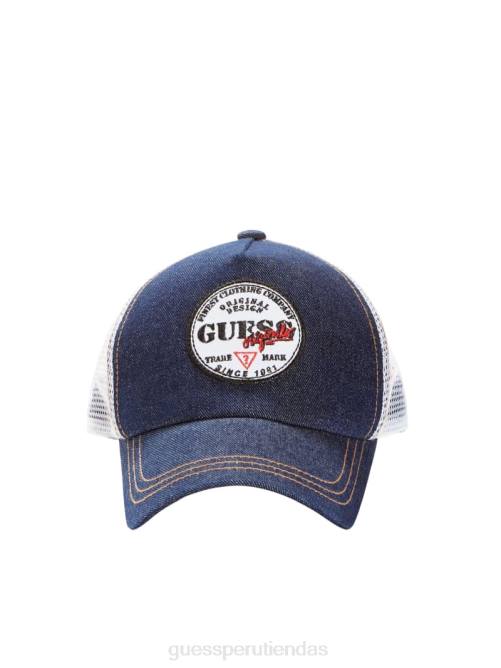 GUESS gorra trucker denim originals unisexo 0P8X3811 ir oscuro enjuague lavar vestir