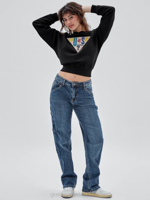 GUESS jersey con cuello redondo y logo original unisexo 0P8X1381 negro vestir