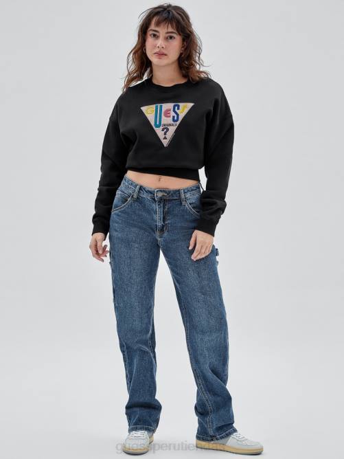 GUESS jersey con cuello redondo y logo original unisexo 0P8X1381 negro vestir