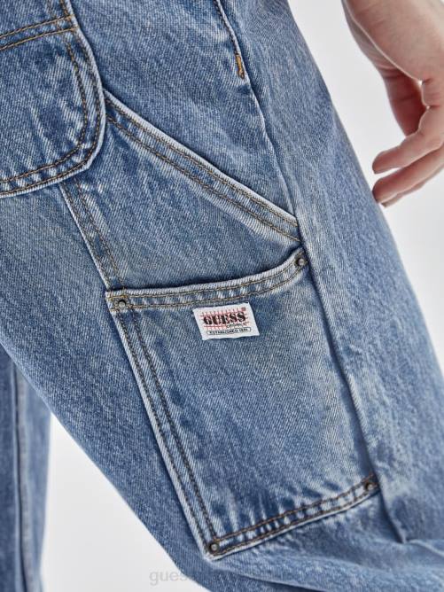GUESS originals kit jeans carpintero lavados con ácido unisexo 0P8X150 ir ácido índigo medio era vestir