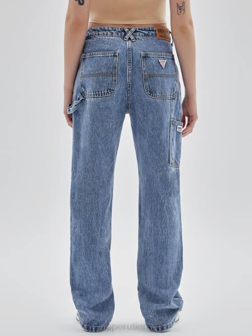 GUESS originals kit jeans carpintero lavados con ácido unisexo 0P8X150 ir ácido índigo medio era vestir
