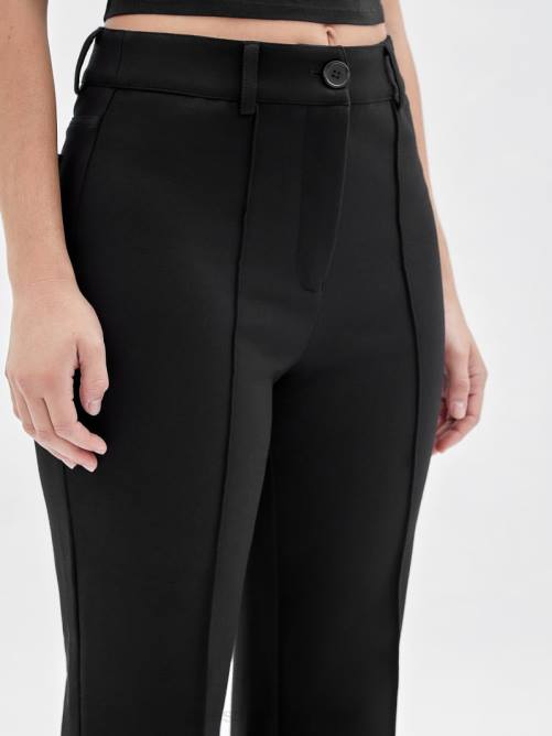 GUESS pantalones acampanados con pinzas originales unisexo 0P8X2046 negro vestir