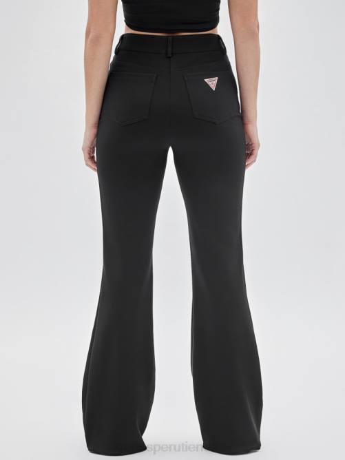 GUESS pantalones acampanados con pinzas originales unisexo 0P8X2046 negro vestir