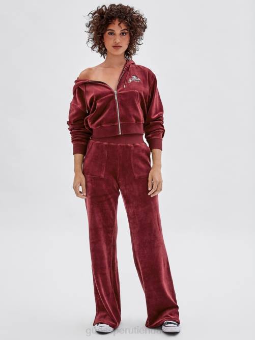GUESS pantalones de terciopelo originals x betty boop unisexo 0P8X2478 vino vestir