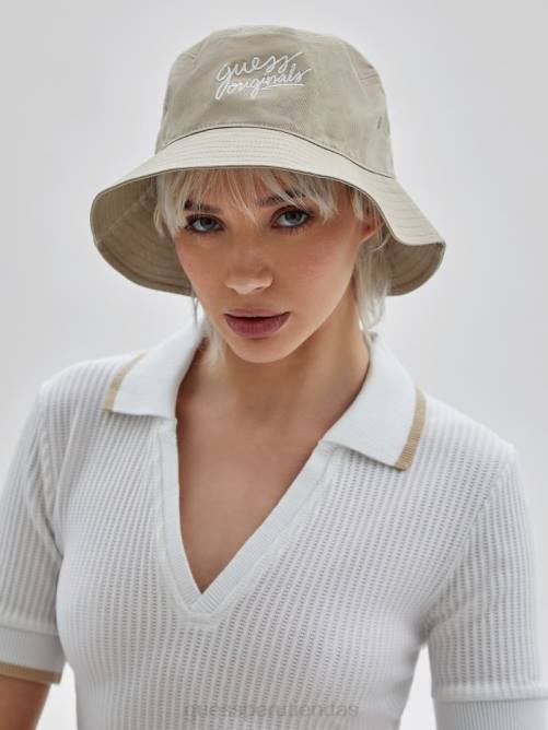 GUESS sombrero de pescador con logo original unisexo 0P8X3815 beige pálido desnudo vestir
