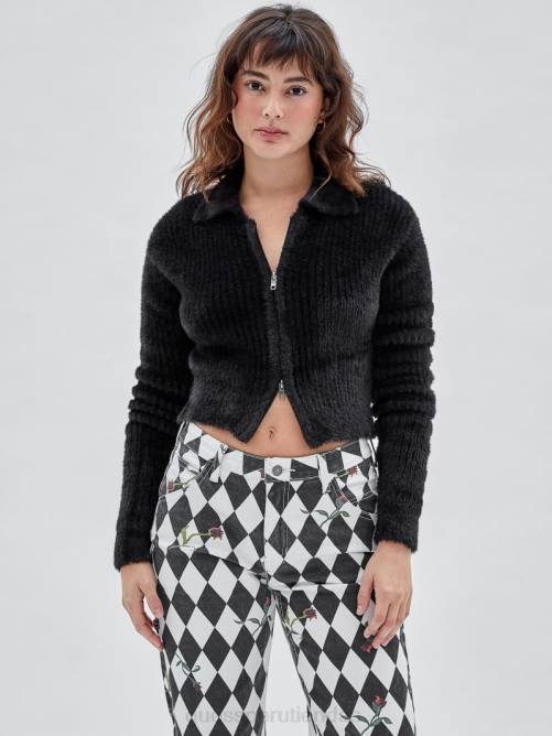 GUESS suéter borroso con cremallera originals unisexo 0P8X1849 negro vestir