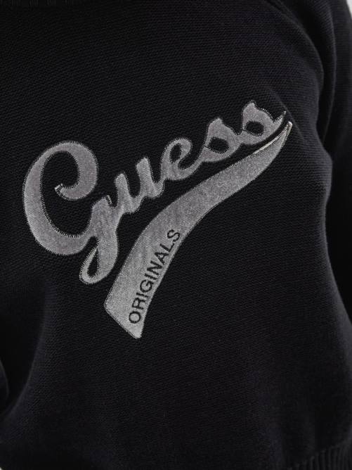 GUESS suéter original con logo ecológico unisexo 0P8X1373 negro vestir