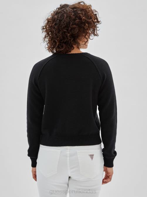 GUESS suéter original con logo ecológico unisexo 0P8X1373 negro vestir