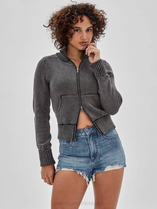 GUESS suéter originals con doble cremallera unisexo 0P8X1377 negro azabache multicolor vestir