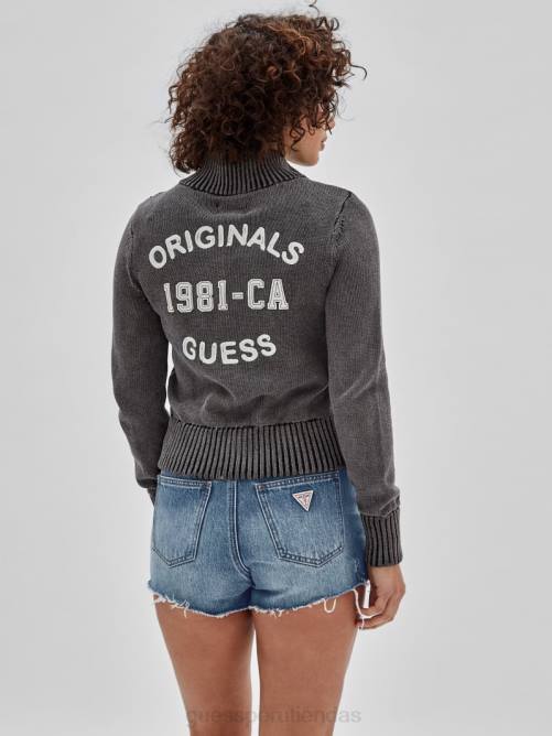GUESS suéter originals con doble cremallera unisexo 0P8X1377 negro azabache multicolor vestir