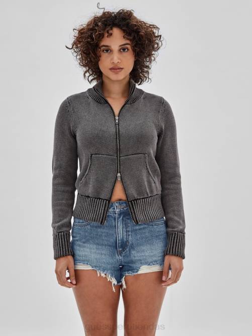 GUESS suéter originals con doble cremallera unisexo 0P8X1377 negro azabache multicolor vestir