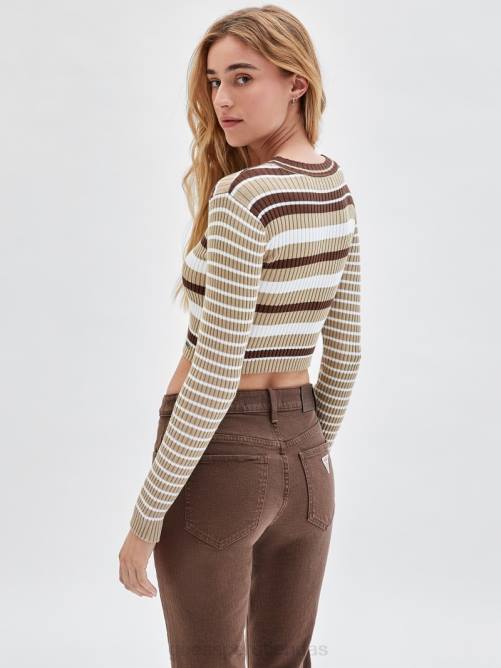 GUESS suéter originals eco canalé unisexo 0P8X1360 roble marrón multi vestir