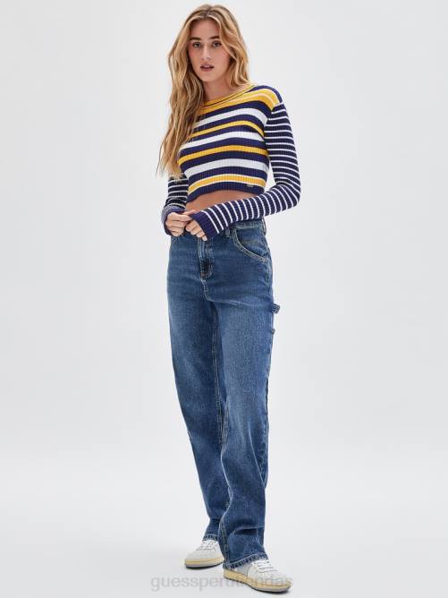 GUESS suéter originals eco canalé unisexo 0P8X1361 azul medieval vestir