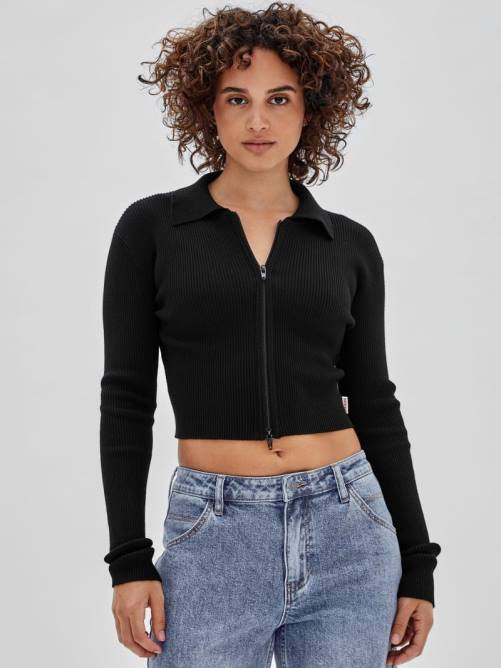 GUESS suéter originals ecológico con doble cremallera unisexo 0P8X1201 negro vestir