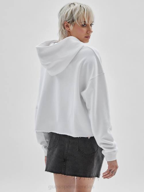 GUESS sudadera con capucha originals eco palm unisexo 0P8X1357 blanco puro vestir