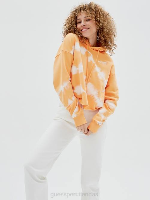 GUESS sudadera con capucha y efecto tie-dye unisexo 0P8X1847 caramelo naranja multi vestir